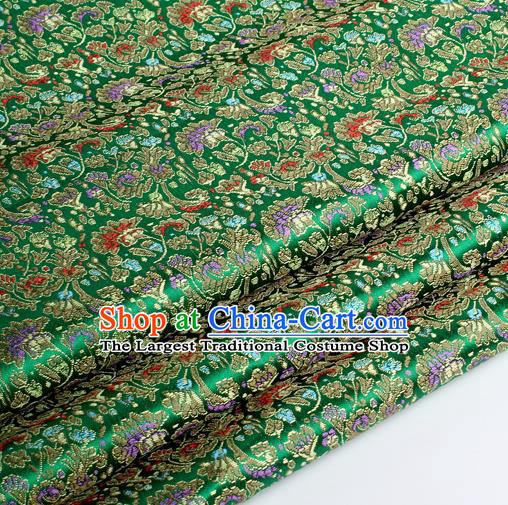 Chinese Traditional Green Brocade Fabric Tang Suit Classical Cockscomb Flower Pattern Design Tang Suit Silk Material Satin Drapery
