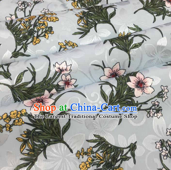 Chinese Traditional Apparel Fabric Qipao Brocade Classical Flowers Pattern Design Silk Material Satin Drapery