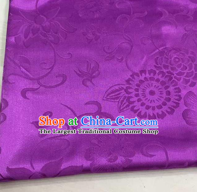 Chinese Traditional Apparel Fabric Purple Brocade Classical Pattern Design Silk Material Satin Drapery