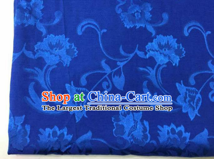 Chinese Traditional Apparel Fabric Blue Brocade Classical Pattern Design Silk Material Satin Drapery