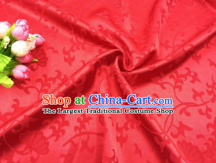 Chinese Traditional Apparel Fabric Qipao Red Brocade Classical Pattern Design Silk Material Satin Drapery