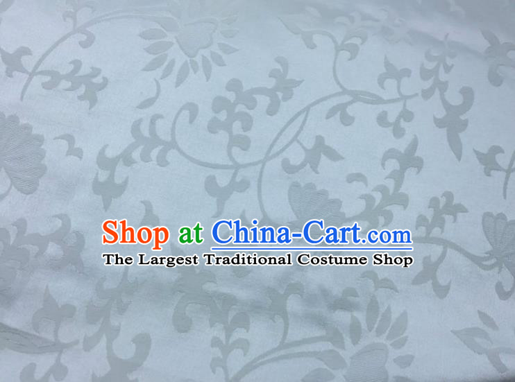 Chinese Traditional Apparel Fabric Qipao White Brocade Classical Pattern Design Silk Material Satin Drapery