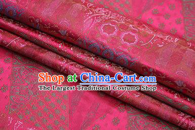 Chinese Traditional Apparel Fabric Tibetan Robe Rosy Brocade Classical Pattern Design Material Satin Drapery