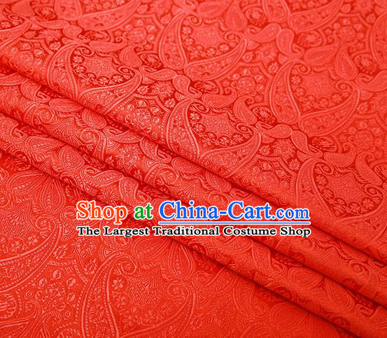 Chinese Traditional Red Satin Fabric Tang Suit Brocade Classical Loquat Flower Pattern Design Material Drapery