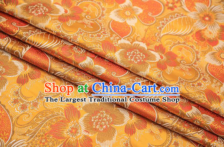 Traditional Chinese Tang Suit Golden Brocade Fabric Classical Pattern Design Material Satin Drapery