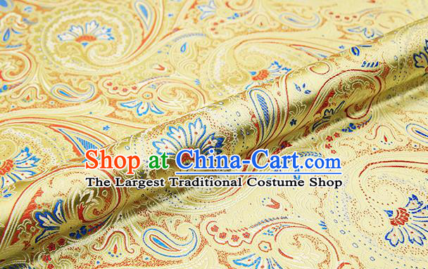 Chinese Traditional Satin Classical Loquat Flower Pattern Design Light Golden Brocade Fabric Tang Suit Material Drapery
