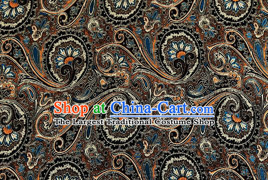Chinese Traditional Satin Classical Loquat Flower Pattern Design Black Brocade Fabric Tang Suit Material Drapery