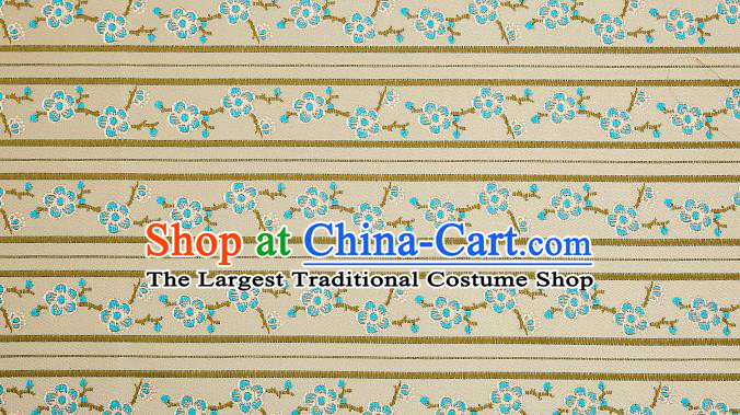 Chinese Traditional Cushion Satin Classical Blue Plum Blossom Design Brocade Fabric Material Drapery