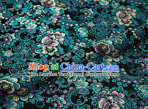 Black Brocade Chinese Traditional Garment Fabric Classical Peony Pattern Design Satin Cushion Material Drapery