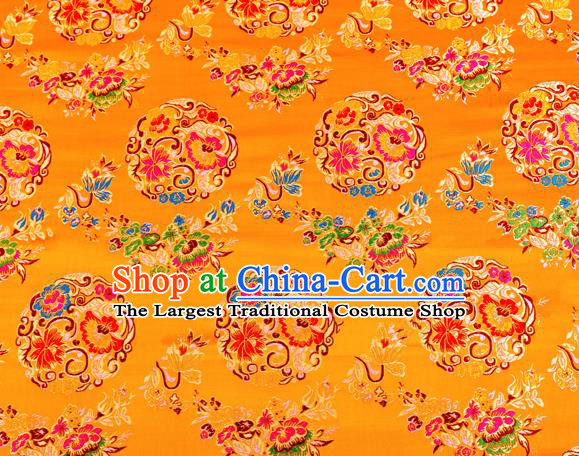 Top Grade Classical Pattern Yellow Nanjing Brocade Chinese Traditional Garment Fabric Tang Suit Satin Material Drapery