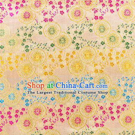 Top Grade Classical Copper Flower Pattern Yellow Nanjing Brocade Chinese Traditional Garment Fabric Tang Suit Satin Material Drapery