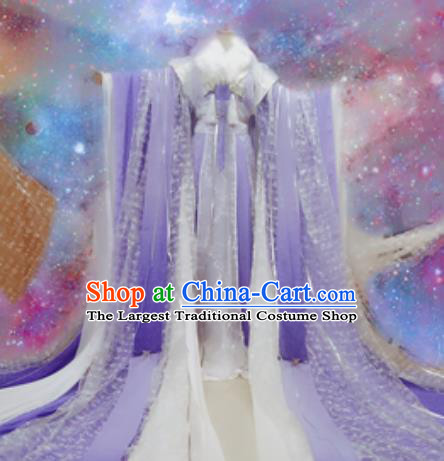 Chinese Ancient Cosplay Peri Costumes Traditional Princess Embroidered Purple Hanfu Dress for Women