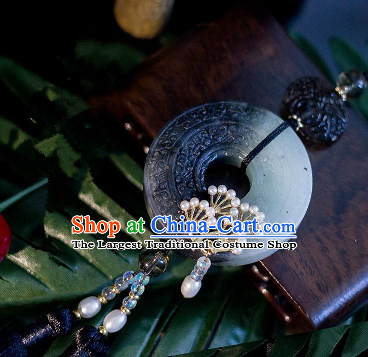 Chinese Traditional Handmade Palace Waist Accessories Tassel Jade Pendant for Men