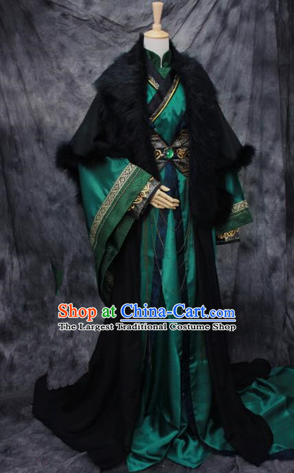 Chinese Ancient Cosplay Swordsman Green Costumes Traditional Nobility Childe Hanfu Clothing for Men