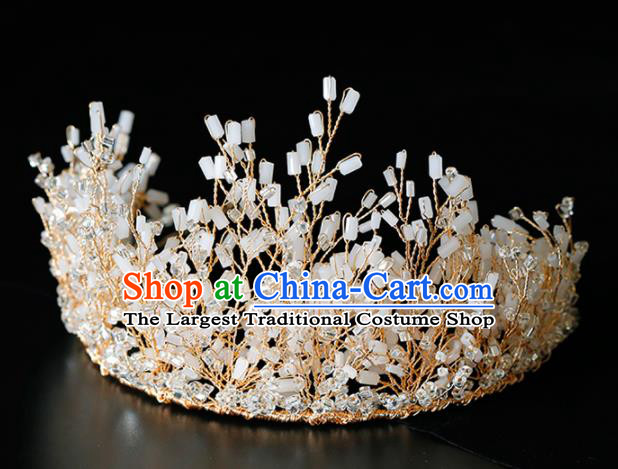 Top Grade Handmade Bride Beads Royal Crown Baroque Princess Hair Accessories for Women