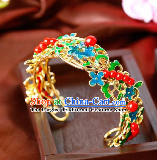 Chinese Ancient Handmade Bracelet Wedding Jewelry Accessories Blueing Bangle for Women