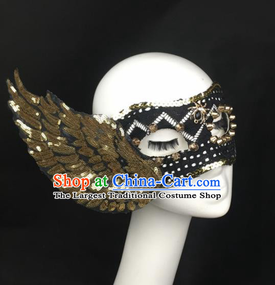 Halloween Exaggerated Accessories Catwalks Golden Wing Masks for Women