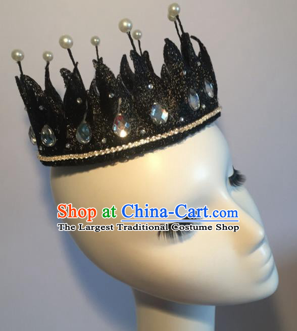 Top Grade Halloween Catwalks Headdress Brazilian Carnival Black Royal Crown for Women