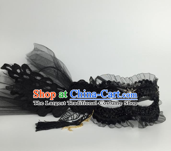 Halloween Exaggerated Accessories Catwalks Black Lace Flower Masks for Women