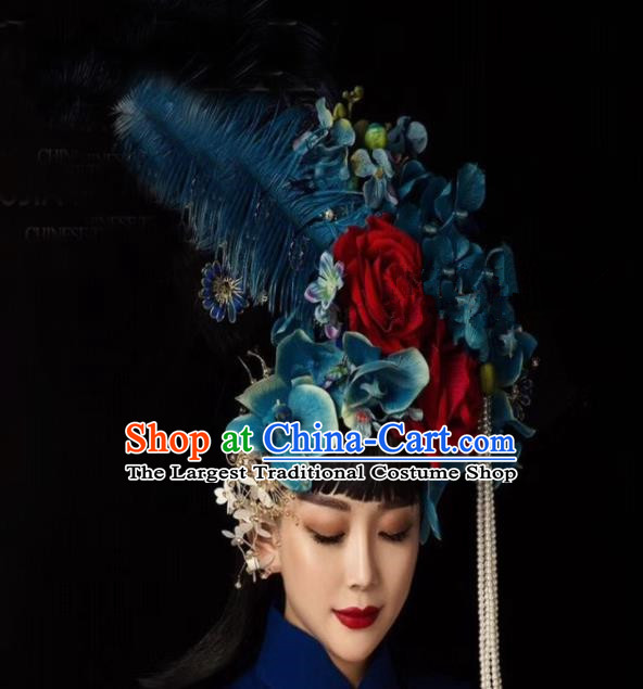 Top Grade Halloween Hair Accessories Catwalks Baroque Queen Flowers Headdress for Women