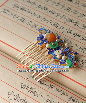 Asian Chinese Traditional Hair Accessories Ancient Hanfu Blueing Hair Comb Hairpins for Women