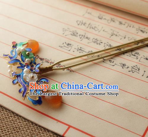 Asian Chinese Traditional Hanfu Hair Accessories Ancient Palace Blueing Hairpins for Women