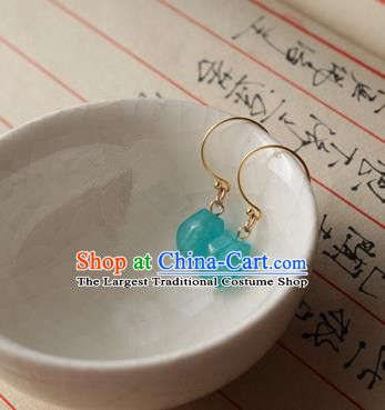 Asian Chinese Traditional Jewelry Accessories Ancient Hanfu Blue Earrings for Women