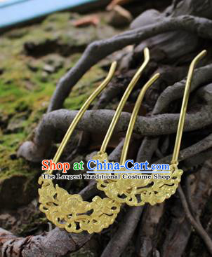 Asian Chinese Traditional Hanfu Golden Hair Clip Ancient Palace Hairpins for Women