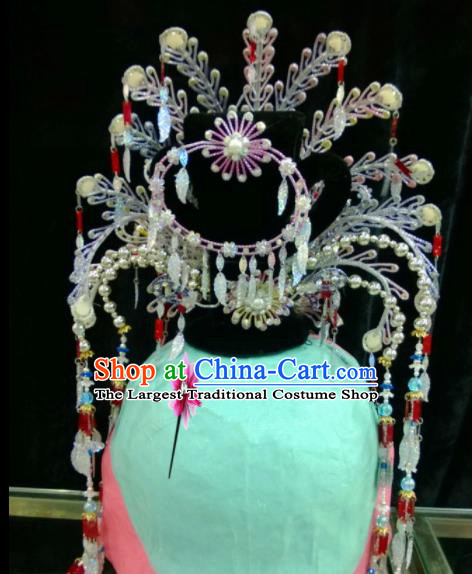 Chinese Classical Beijing Opera Hair Accessories Traditional Ancient Princess Pink Phoenix Coronet for Women