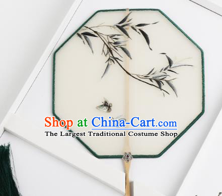 Traditional Chinese Crafts Palace Fans Silk Round Fans Ancient Princess Embroidered Bamboo Fan for Women