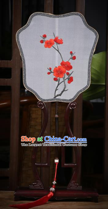 Traditional Chinese Crafts Palace Fans Silk Fans Ancient Embroidered Red Wintersweet Fan for Women