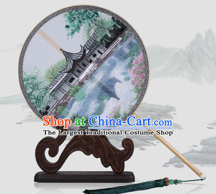 Traditional Chinese Crafts Palace Fans Embroidered Round Fans Ancient Silk Fan for Women