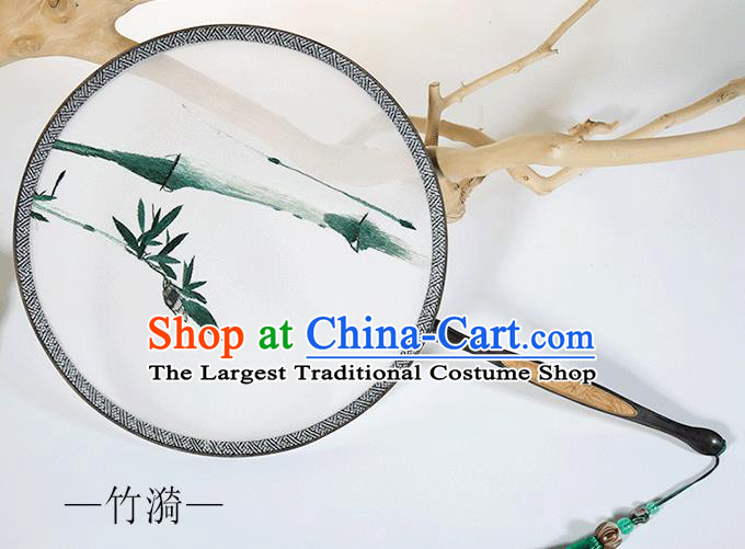 Traditional Chinese Crafts Palace Fans Embroidered Bamboo Round Fans Ancient Silk Fan for Women