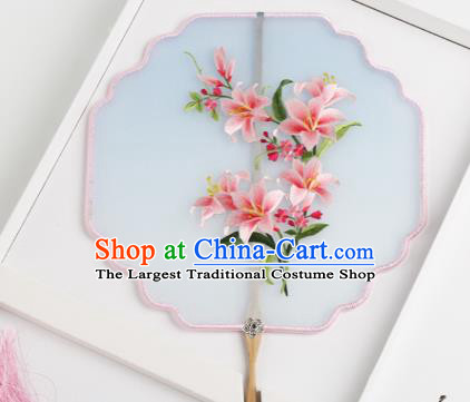 Traditional Chinese Crafts Palace Fans Silk Round Fans Ancient Princess Embroidered Flowers Fan for Women
