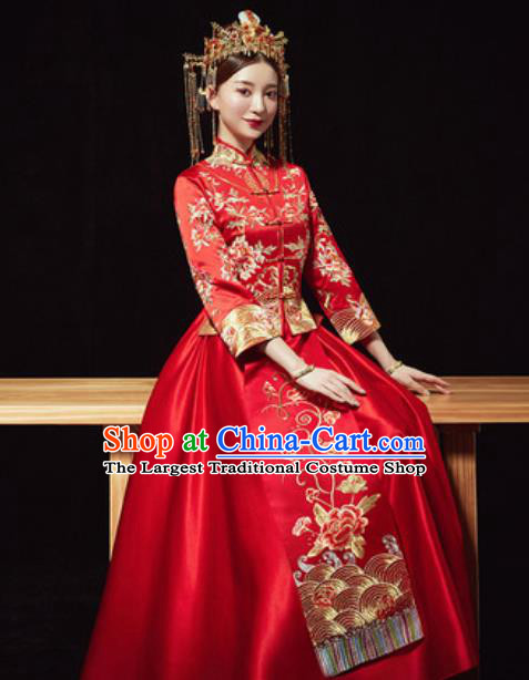 Chinese Traditional Wedding Xiuhe Suits Ancient Bride Embroidered Dress for Women
