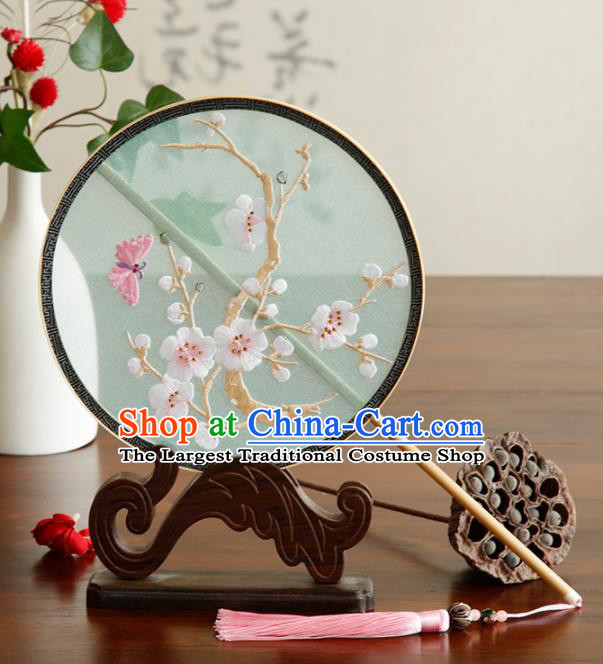 Traditional Chinese Crafts Palace Fans Embroidered Wintersweet Fans Ancient Round Fan for Women
