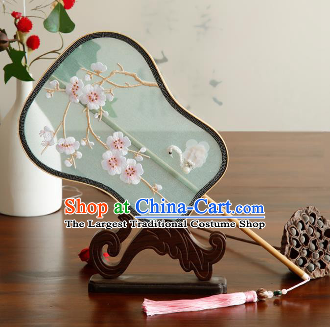 Traditional Chinese Crafts Palace Fans Embroidered Wintersweet Fans Ancient Palm Leaf Fan for Women