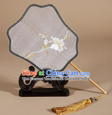 Chinese Traditional Palace Fans Hanfu Embroidered Flower Fans Ancient Silk Fan for Women