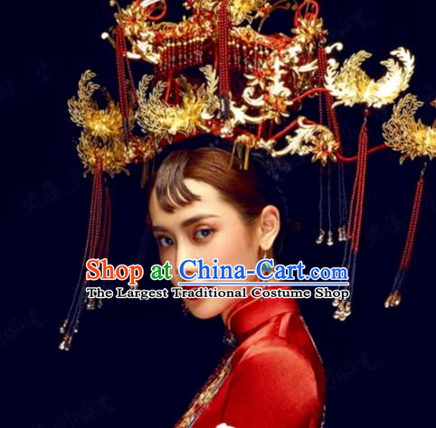 Chinese Ancient Wedding Queen Luxurious Phoenix Coronet Palace Hair Jewelry Accessories Hairpins for Women