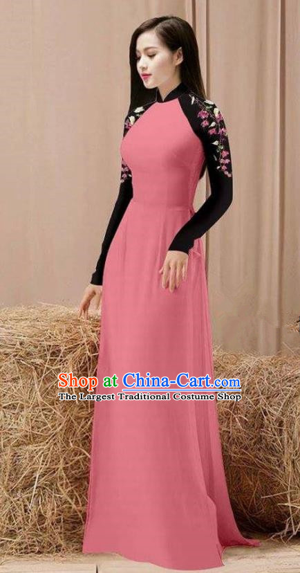Vietnam Traditional Costume Pink Ao Dai Qipao Dress Vietnamese Cheongsam for Women