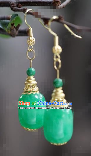 Chinese Traditional Wedding Hanfu Jade Earrings Ancient Bride Palace Jewelry Accessories for Women