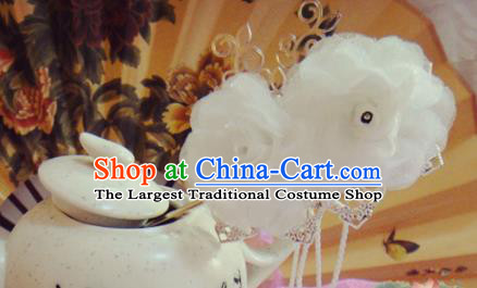 Chinese Traditional Classical Hair Accessories Ancient Princess White Flowers Hairpins for Women
