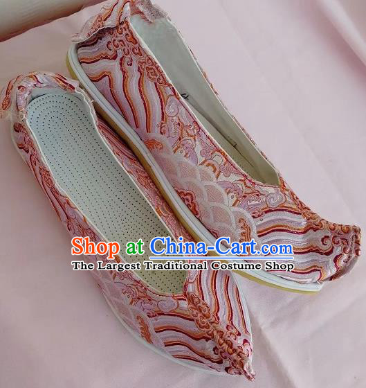 Chinese Traditional Hanfu Shoes Embroidered Shoes Handmade Pink Cloth Shoes for Women