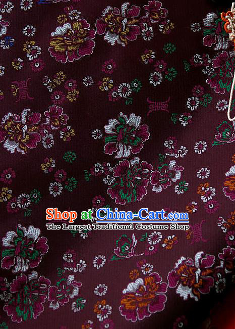 Traditional Asian Classical Pattern Cloth Drapery Amaranth Brocade Korean Hanbok Palace Satin Silk Fabric