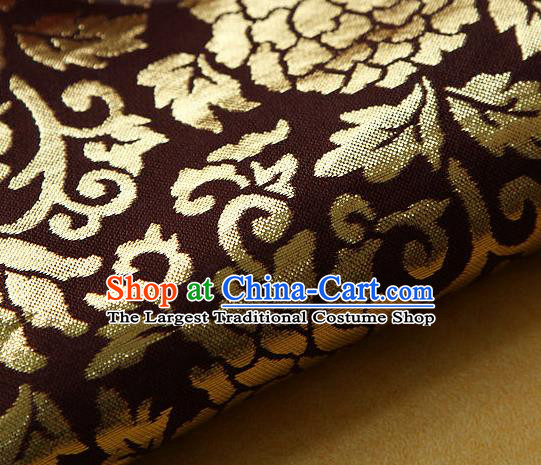 Traditional Asian Classical Gilding Pattern Purplish Red Brocade Cloth Drapery Korean Hanbok Palace Satin Silk Fabric