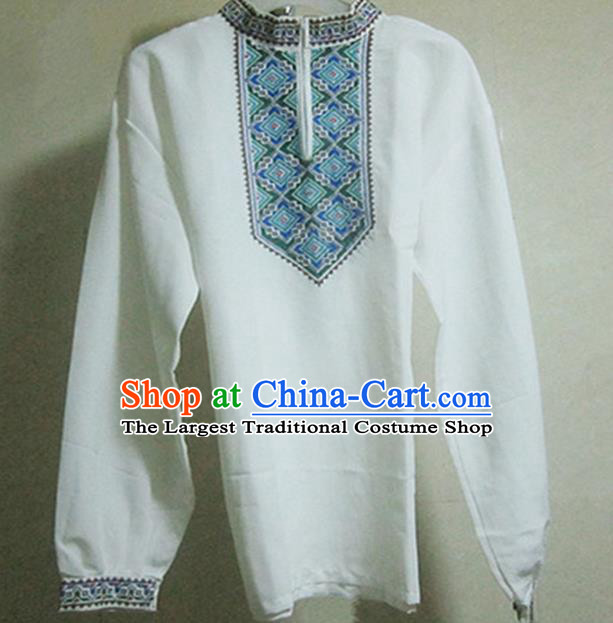 Chinese Ethnic Costumes Folk Dance White Shirt Traditional National Uyghur Nationality Clothing for Men