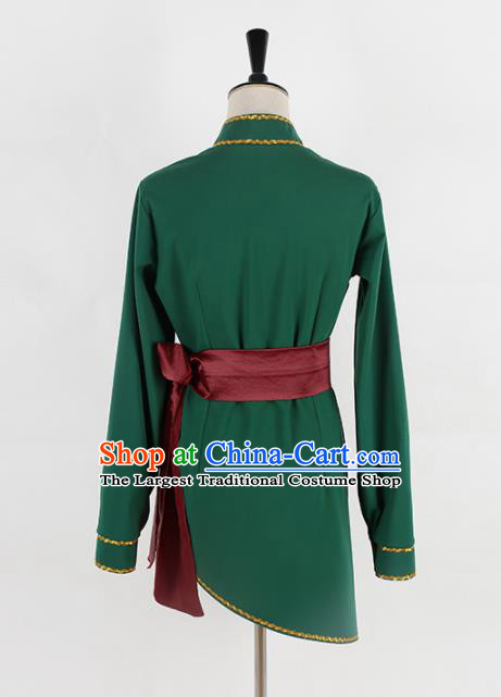 Chinese Ethnic Minority Embroidered Green Blouse Traditional Mongols Nationality Folk Dance Costume for Women