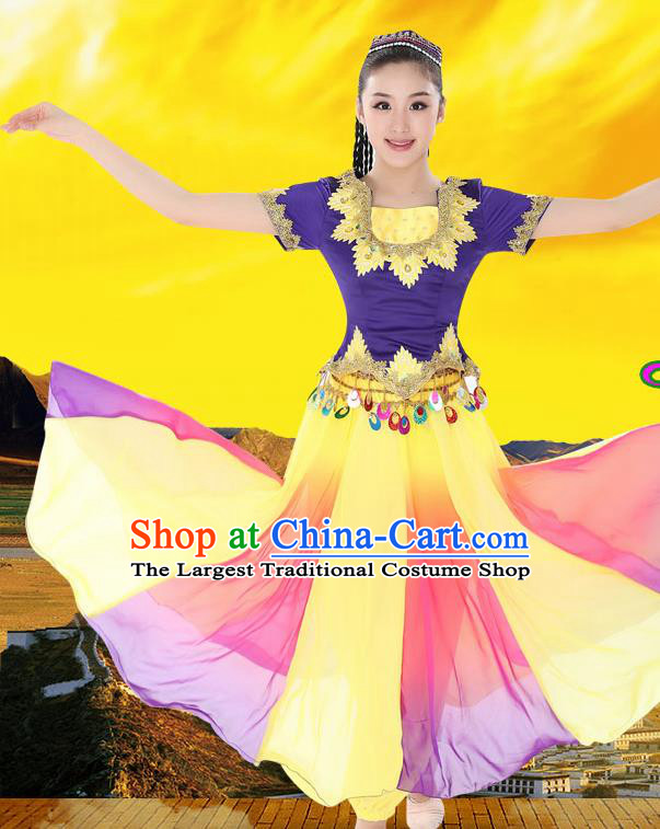 Chinese Traditional Uyghur Minority Dress Uigurian Ethnic Folk Dance Costumes for Women