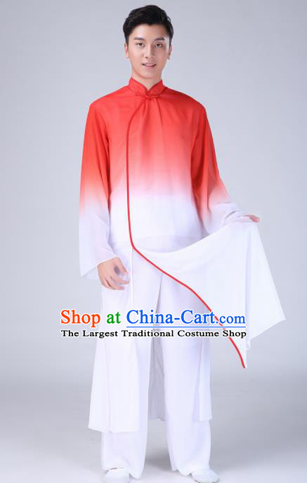 Chinese Traditional Folk Dance Clothing Classical Dance Red Costumes for Men