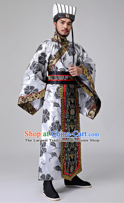 Traditional Chinese Han Dynasty Grand Councilor Costumes Ancient Drama Chancellor Clothing for Men